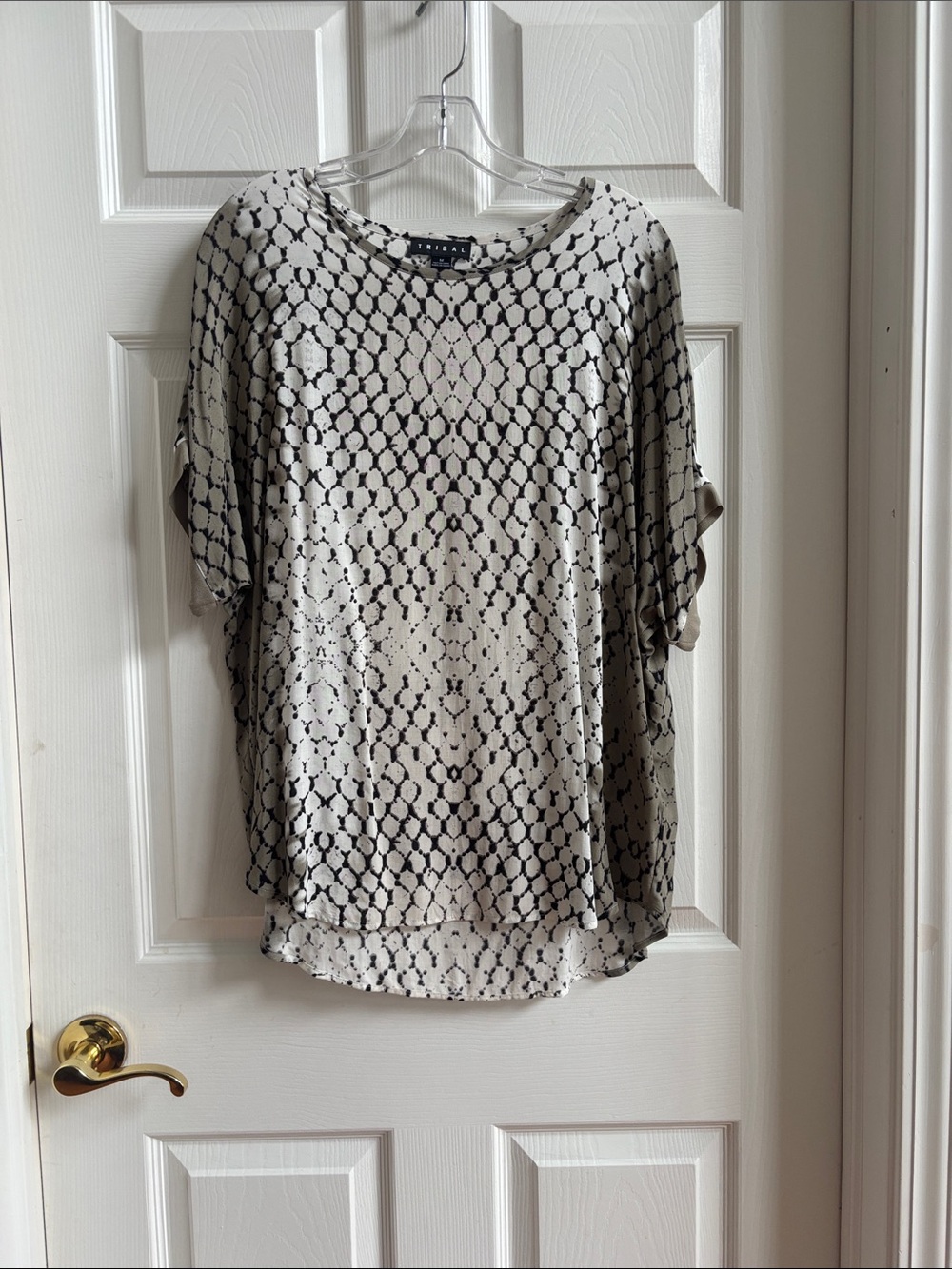 Tribal Cream & Black Snake-Print Short Sleeve Top
